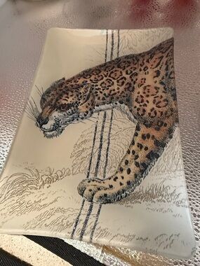 Pottery Barn Leopard Decorative Tray in Cream, Brown, Black